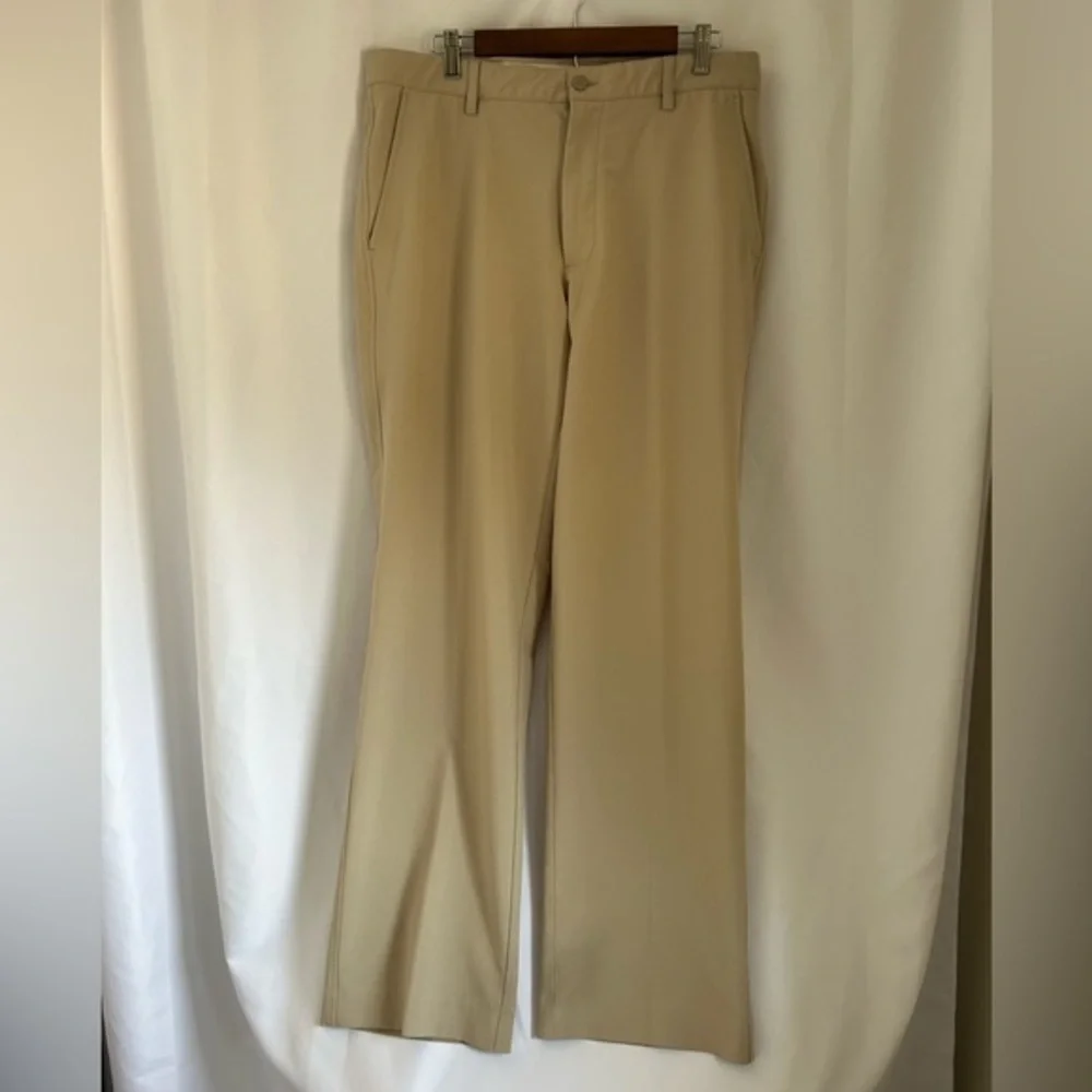 FootJoy Mens‎ Pants Beige 35x32 Stretch Polyester Chino Golf Flat Front Pants
